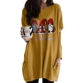 thumbnail image 1 of DYMADE Women Plus Size Christmas Letters Print Long Sleeve Pockets Crew Neck Loose T-shirt, 1 of 4