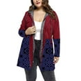 thumbnail image 1 of DYMADE Women Plus Size Contrast Stitching Long Sleeve Hooded Tunic Trench Coat, 1 of 6