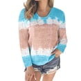 thumbnail image 1 of DYMADE Women Plus Size Digital Printed Long Sleeve Tie Dyed Top, 1 of 4