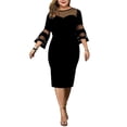 thumbnail image 1 of DYMADE Women Plus Size Elegant Printed Slim Bodycon Dress, 1 of 4