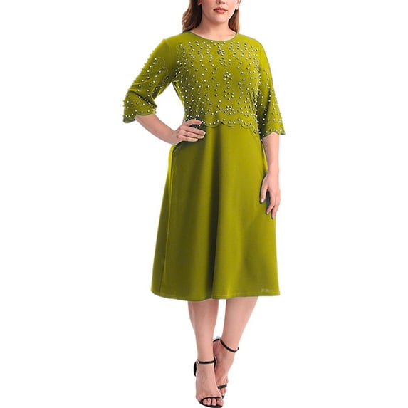 DYMADE Women Plus Size Elegant Printed Slim Bodycon Dress