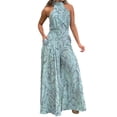 thumbnail image 1 of DYMADE Women Plus Size Elegant Strap Waist Sleeveless Print Jumpsuit, 1 of 4