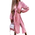 thumbnail image 1 of DYMADE Women Plus Size Fashion Printed Long Sleeve Loose Casual Split Dress, 1 of 6