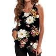 thumbnail image 1 of DYMADE Women Plus Size Floral Printed Sleeveless Pleated Casual Loose Tank Top T-Shirt, 1 of 3