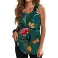 thumbnail image 1 of DYMADE Women Plus Size Floral Printed Sleeveless Pleated Casual Loose Tank Top T-Shirt, 1 of 3