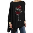 thumbnail image 1 of DYMADE Women Plus Size Glass Printing Pullover T-shirt Casual Loose Long Sleeve Top, 1 of 4