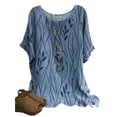 thumbnail image 1 of DYMADE Women Plus Size Half Sleeve Leaf Print Loose Crew Neck T-shirt, 1 of 4