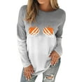 thumbnail image 1 of DYMADE Women Plus Size Halloween Gradient Hot Stamping Long Sleeve T-shirt, 1 of 4
