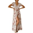thumbnail image 1 of DYMADE Women Plus Size Holiday V-neck Print Sexy Split Dress, 1 of 4