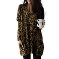 thumbnail image 1 of DYMADE Women Plus Size Leopard Print Long Sleeve Casual T-Shirt Top, 1 of 6
