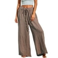thumbnail image 1 of DYMADE Women Plus Size Loose Casual Drawstring High Waist Solid Color Pants, 1 of 4