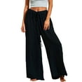 thumbnail image 1 of DYMADE Women Plus Size Loose Casual Drawstring High Waist Solid Color Pants, 1 of 4