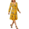 thumbnail image 1 of DYMADE Women Plus Size Loose Casual V-neck Printed Floral Dress, 1 of 4