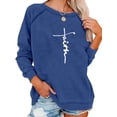 thumbnail image 1 of DYMADE Women Plus Size Loose Letter Printing Long Sleeve Casual Sweatshirt Round Neck T-shirt, 1 of 4