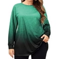 thumbnail image 1 of DYMADE Women Plus Size Loose Long Sleeve Gradient T-shirt Crew Neck Pullover Top, 1 of 4