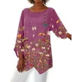 thumbnail image 1 of DYMADE Women Plus Size Printed Irregular Hem Casual Top, 1 of 4
