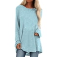 thumbnail image 1 of DYMADE Women Plus Size Printed Raglan Long Sleeve Loose T-shirt Top, 1 of 4