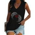 thumbnail image 1 of DYMADE Women Plus Size Solid Color Hot Drill Sleeveless V-neck Vest Top, 1 of 4