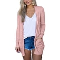 thumbnail image 1 of DYMADE Women Plus Size Solid Color Pockets Loose Long Sleeve Cardigan Top, 1 of 6