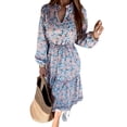 thumbnail image 1 of DYMADE Women Plus Size Temperament Long Sleeve V-neck Plus Size Print Dress, 1 of 4