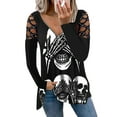 thumbnail image 1 of DYMADE Women Plus Size V-neck Hot Drill Long Sleeve Loose T-shirt Top, 1 of 4