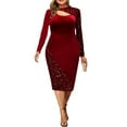 thumbnail image 1 of DYMADE Women Plus Size Women's Sequin Stitched Velvet Irregular Slim Dress, 1 of 4