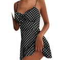 thumbnail image 1 of DYMADE Women Polka Dot Sexy V-neck Sleeveless Slip Dress, 1 of 2