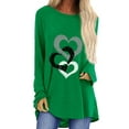 thumbnail image 1 of DYMADE Women Printed Loose Round Neck Long Sleeve Casual Long T-shirt, 1 of 4
