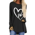 thumbnail image 1 of DYMADE Women Printed Loose Round Neck Long Sleeve Casual Long T-shirt, 1 of 4