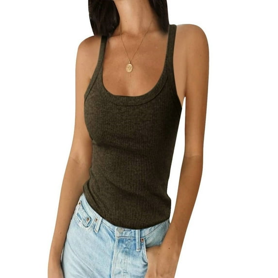 DYMADE Women Racerback Solid Sleeveless Vest