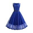 thumbnail image 1 of DYMADE Women Retro Sexy Elegant Round Neck Lace Dress With Belt, 1 of 6