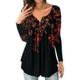 thumbnail image 1 of DYMADE Women Round Neck Floral Printed Long Sleeve T-Shirt Top, 1 of 4