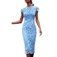 thumbnail image 1 of DYMADE Women Round Neck Sleeveless Pencil Lace Skirt, 1 of 6