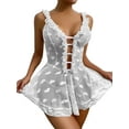 thumbnail image 1 of DYMADE Women Sexy Heart Pattern Mesh V-Neck Sling Nightdress, 1 of 3