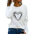 thumbnail image 1 of DYMADE Women Solid Color Printed Long Sleeve Round Neck Top Loose Casual T-shirt, 1 of 4