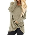 thumbnail image 1 of DYMADE Women Solid Plus Size Long Sleeve Fashion T-shirt Top, 1 of 4