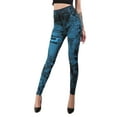 thumbnail image 1 of DYMADE Women Sport Running Faux Denim Elastic Waist Skinny Fit Jegging Leggings, 1 of 4