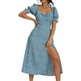 thumbnail image 1 of DYMADE Women Square Neck Floral Split Puff Sleeve Dress, 1 of 5