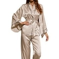 thumbnail image 1 of DYMADE Women Summer Pajama Set Imitation Satin Chemise Nightgown Nightshirt Sleepwear, 1 of 2