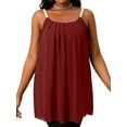 thumbnail image 1 of DYMADE Women Summer Solid Chiffon Thin Pleated Camisole Top, 1 of 4