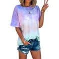 thumbnail image 1 of DYMADE Women Tie Dye Gradient Print Loose Short Sleeve T-shirt, 1 of 2