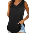 thumbnail image 1 of DYMADE Women V-Neck Solid Color Loose Sleeveless Vest, 1 of 3
