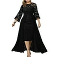 thumbnail image 1 of DYMADE Women Wedding Party Cocktail Ball Gown Lace 3/4 Sleeve High-Low Plus Size Formal Dress, 1 of 4