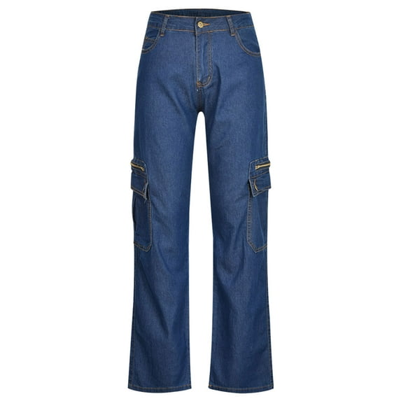 DYMADE Women Wide Leg Baggy Loose Jeans Cargo Pants Denim Trousers