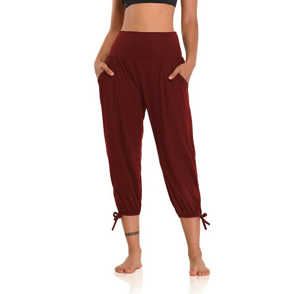DYMADE Women's Activewear Sweatpants Pockets Comfortable Casual High Waist Yoga Jogging Cropped Pants