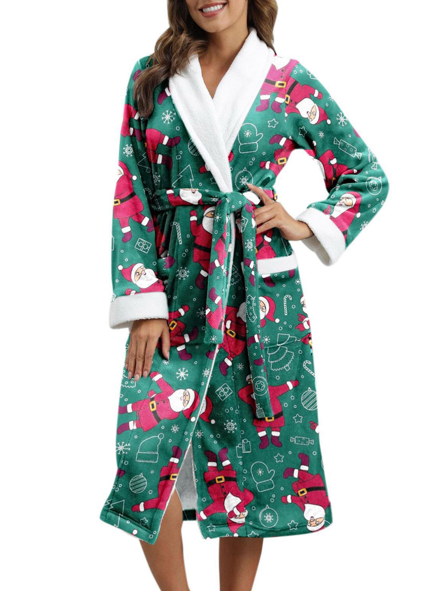 iiniim Men Christmas Long Sleeve Dressing Gown Xmas Santa Claus Hooded Robe  Velvet Bathrobe with Belt - Walmart.com