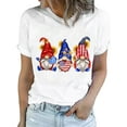 thumbnail image 1 of DYMADE Women's Cotton Basic Top Independence Day Short Sleeve Round Neck US Flag Print T-Shirts, 1 of 3
