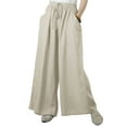 thumbnail image 1 of DYMADE Women's Cotton Linen Draw String Elastic Waist Pockets Solid Loose Casual Pants Plus Size M-5XL, 1 of 5