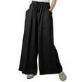 thumbnail image 1 of DYMADE Women's Cotton Linen Draw String Elastic Waist Pockets Solid Loose Casual Pants Plus Size M-5XL, 1 of 4