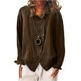 thumbnail image 1 of DYMADE Women's Leisure Long Sleeve Turn-down Collar Henley Button Basic Blouse, 1 of 2